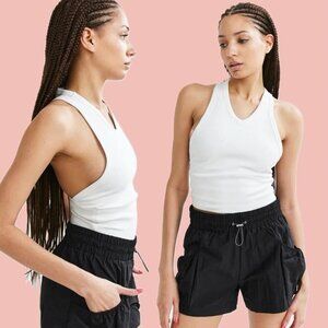 🧡 2 for 10$ White Ribbed Tank Top with T-Back - Minimalist Summer, Size S